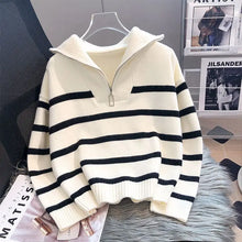 Load image into Gallery viewer, Sweater Pullover Women Spring and Autumn Underwear 2026 New Zipper Stripe Underlay Short Style Popular Premium Sweater Female
