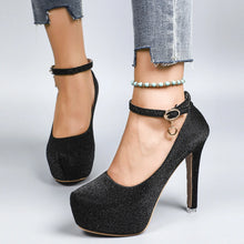Load image into Gallery viewer, Women's High Heels 2025 New Style Semi-Uppered Thin Heel Waterproof Platform Buckle Fashion Shoes Large Size Strap Shoes
