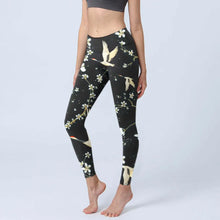 Load image into Gallery viewer, High Waist Yoga Leggings Japanese Style Cherry Blossom Botanical Print Soft Tights Women Fitness Gym Yoga Running Sports Wear
