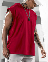 Load image into Gallery viewer, 2026 Men Tank Top  Fitness Training Pullover Leisure Fashion Sleeve Men's Hooded Vest Solid Color Tank Tops For Male
