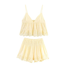 Load image into Gallery viewer, HH Women Shorts Suit Summer Sexy V-Neck Sleeveless Backless Hollow Design Top+Fashion High Waist Pleated Casual Slim Shorts
