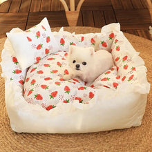 Load image into Gallery viewer, Pet Dog Lace Bed Cat Bed Cute Puppy Square Sleeping Cushion Bed Cat Sofa Warming Dog Nest with Pillow Washable Pet Bed S~L
