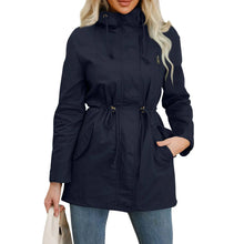 Load image into Gallery viewer, Women's Hooded Trench Coat Spring Autumn Fitted Solid Color Jacket for Daily Outdoor Camping Hiking

