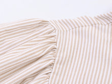 Load image into Gallery viewer, HH Women Elegant Striped Casual Spring Shirt Puff Sleeves Bow Decoration Blouse Female Loose Versatile Single-breasted Blouse
