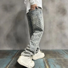 Load image into Gallery viewer, Jacquard All Over High Street Jeans Mens 2024 New Straight Lift Pattern Loose Wide Leg Jeans Casual Boyfriend Jeans Pants Tide
