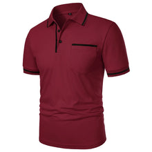 Load image into Gallery viewer, New Men's Short Sleeve Polo Shirts Solid Color Casual T-shirt Summer Trendy Breathable Loose Basic Splice Top Pockets Men Shirts
