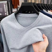 Load image into Gallery viewer, New Sweatwear Men's V Neck Basic Solid Color Sweaters Round Neck Elastic Pullovers Warm Autumn Knitted Oversized Sweater Men
