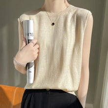 Load image into Gallery viewer, Women Tops Knitted Tank Tops O-neck Sleeveless Bottoming Shirts Spring Summer Tank Top Solid Soft Korean Fashion Lady Knit Top

