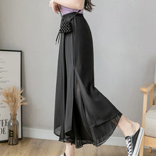 Load image into Gallery viewer, Women Pants Culottes Elastic Wide Leg Irregular Hem Double Layers Korean Trousers Summer Casual Loose Pleated Pants

