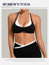 Load image into Gallery viewer, Women's Gym Workout Two-color Yoga Sports Bras Halter Neck Open Back Design Sports Tank Top Running Fitness Built-in Bra Cups
