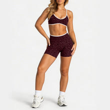 Load image into Gallery viewer, Women Leopard Print 2 Piece Yoga Set High Waist Butt Lift Biker Shorts Adjustable Strap Sports Bra Gym Workout Activewear
