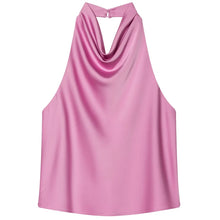 Load image into Gallery viewer, HXAO Top Women Halter Satin Women Tops Backless Corset Top Vest Yellow Pink Black Summer Elegant Sexy Tops Tank Vestidos
