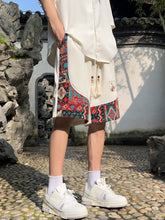 Load image into Gallery viewer, Men's ethnic embroidery pattern shorts with pockets, summer casual drawstring shorts, suitable for outdoor and beach casual wear

