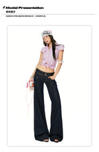 Load image into Gallery viewer, Women Vintage Blue Jeans Hip Hop Fashion Streetwear Y2K Wide Leg Straight Low Waist Jeans Baggy Denim Pants
