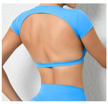 Load image into Gallery viewer, Sports Muscle Back Tee Without Padded Women Backless Sports Shirts Workout Gym Training Yoga T-Shirt Outdoor Open Back Tops
