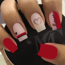Load image into Gallery viewer, 24PCS Short False Nails With Rose Leaf Design Pressed On The Nails, Glossy Glue, Black Full Coverage Acrylic False Nails
