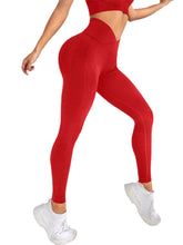 Load image into Gallery viewer, Women's Leggings Workout Cross Waist Elastic Bubble Butt Fitness Seamless Yoga Sports Tight Pants
