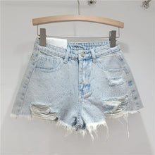 Load image into Gallery viewer, Denim Shorts for Women in The Summer of 2025 High Waisted and Slimming New Style Spicy Girl with Ripped Sexy Wide Leg Trousers
