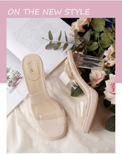 Load image into Gallery viewer, Women's High Heels, 2024 Summer New Waterproof Table with A Line Not Tired Feet Thick Crystal Slippers, Women's Shoes
