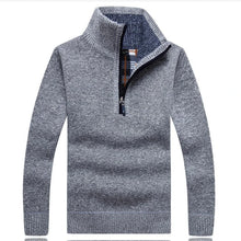 Load image into Gallery viewer, Men's Fleece Thicker Sweater Half Zipper Turtleneck Warm Pullover High Quality Male Slim Knitted Wool Sweaters For Spring
