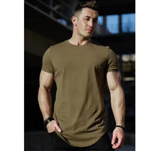 Load image into Gallery viewer, Muscle Training T-shirt Men's Summer Workout Short Sleeve T-shirt High Quality Cotton Fitness Men T-shirt Gym Solid Color Tops
