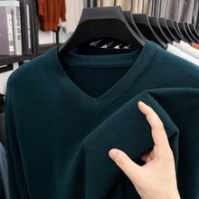 Load image into Gallery viewer, New Sweatwear Men's V Neck Basic Solid Color Sweaters Round Neck Elastic Pullovers Warm Autumn Knitted Oversized Sweater Men
