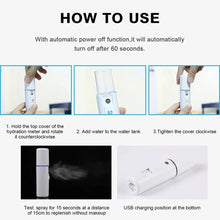 Load image into Gallery viewer, Nano Facial Mister Portable Mist Sprayer with Mirror Mini Cool Mist Spray for Skin Care Facial Body Moisturized
