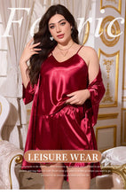 Load image into Gallery viewer, Satin Three Piece Pajama Set
