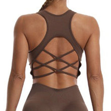 Load image into Gallery viewer, Cross-Back Sports Bra for Women Seamless Yoga Bra with Chest Support and Padding Sports Clothes for Woman Lady Bras Tank Tops
