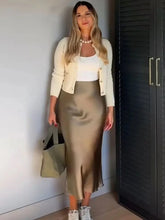 Load image into Gallery viewer, HH Skirts For Women 2024 Summer Solid Satin Sheath Long Skirt Female Show Curve Beach Outfits For Woman Mermaid Skirts
