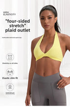 Load image into Gallery viewer, Strappy Bra for Women Open Back Halter Sports Bra Light Support Gym Crop Top Seamless Workout Yoga Top Bra Padded Bras

