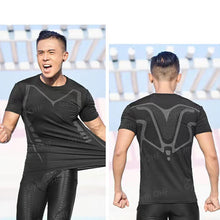 Load image into Gallery viewer, Gym Fitness T Shirt Men's Short Sleeve Summer Boxing Jersey Legging Men Rashguard Compression Pants Quick Dry Tight T-Shirts Men

