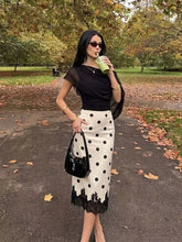 Load image into Gallery viewer, Skirts for Women Women Skirt Fashion Summer Skirts Elegant Dot Lace High Waist Package Hip Midi Skirt Women Faldas
