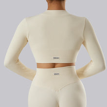 Load image into Gallery viewer, Yoga Shirt Woman Autumn Winter Ribbed Long Sleeve Sports Top Running Training Fitness Top Shockproof Zipper Yoga Tops Women
