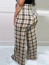 Load image into Gallery viewer, Women's Plaid Wide Leg Pants  High Waist Casual Loose Trousers for Spring   Summer
