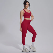 Load image into Gallery viewer, New Yoga Set for Woman Summer Gym Sports Running Bra Top Breathable Peach Buttocks Women Leggings Solid Color Yoga Set
