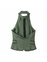 Load image into Gallery viewer, Women Summer Elegant Silk Texture Tops Fashion Women Vacation Halter Backless Beach Style Party Lady Tops

