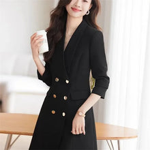 Load image into Gallery viewer, Elegant White Belted Suit Dress
