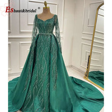 Load image into Gallery viewer, Elegant Wedding Evening Dress for Women 2026 V Neck Long Sleeves Mermaid with Detachable Train Prom Party Gowns Customized
