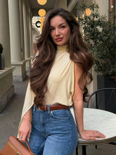 Load image into Gallery viewer, HH Women Spring Fashion Versatile High Neck Drape Asymmetric Top Female Sexy Elegant Slim High Street Casual Commuting Party Top
