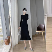 Load image into Gallery viewer, Elegant Knit Flounce Midi Dress
