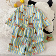 Load image into Gallery viewer, Star Striped Dog Print Kawaii Pajamas for Women Y2K Fashion Lapel Neck Women's Pajamas Summer New Sweet Cute Home Wear Woman
