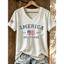 Load image into Gallery viewer, Women's America 250 Years Print T-Shirts Summer Short Sleeve Casual T Shirt Tops White Tees Hot Sale Men's and Women's T Shirt
