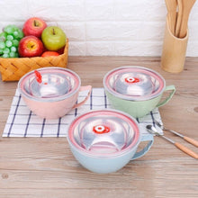 Load image into Gallery viewer, 1PCS Stainless Steel Bowl with Handle Solid Color Anti Scalding Instant Noodles  Mixing Bowl Kitchen Tableware Food  Accessory
