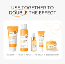 Load image into Gallery viewer, Vitamin C Skincare Set 5pcs(Cleanser-Toner-Serum-Eye Serum-Face Cream) + Natural Antioxidant Ingredients, Nourish Even Skin Tone
