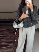 Load image into Gallery viewer, Elegant Cropped Sequin Blazer Jacket
