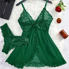 Load image into Gallery viewer, Suspender Suit Summer Ultra-thin Nightgown Lace Thong Sets Women's Sexy Pyjamas Lingerie Hot Night Dress Comfortable Sleepwear
