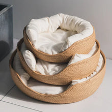 Load image into Gallery viewer, Pet Bed Soft Cat Kennel Dog Beds Sofa Bamboo Weaving Four Season Cozy Nest Baskets Waterproof Removable Cushion Sleeping Bag
