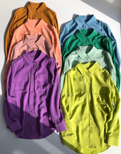 Load image into Gallery viewer, Women Real Silk Shirts Classic Double Pockets Solid Color Casual Fashion Long Sleeve Thin Shirt Blouses Tees
