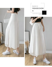 Load image into Gallery viewer, Women Pants Culottes Elastic Wide Leg Irregular Hem Double Layers Korean Trousers Summer Casual Loose Pleated Pants
